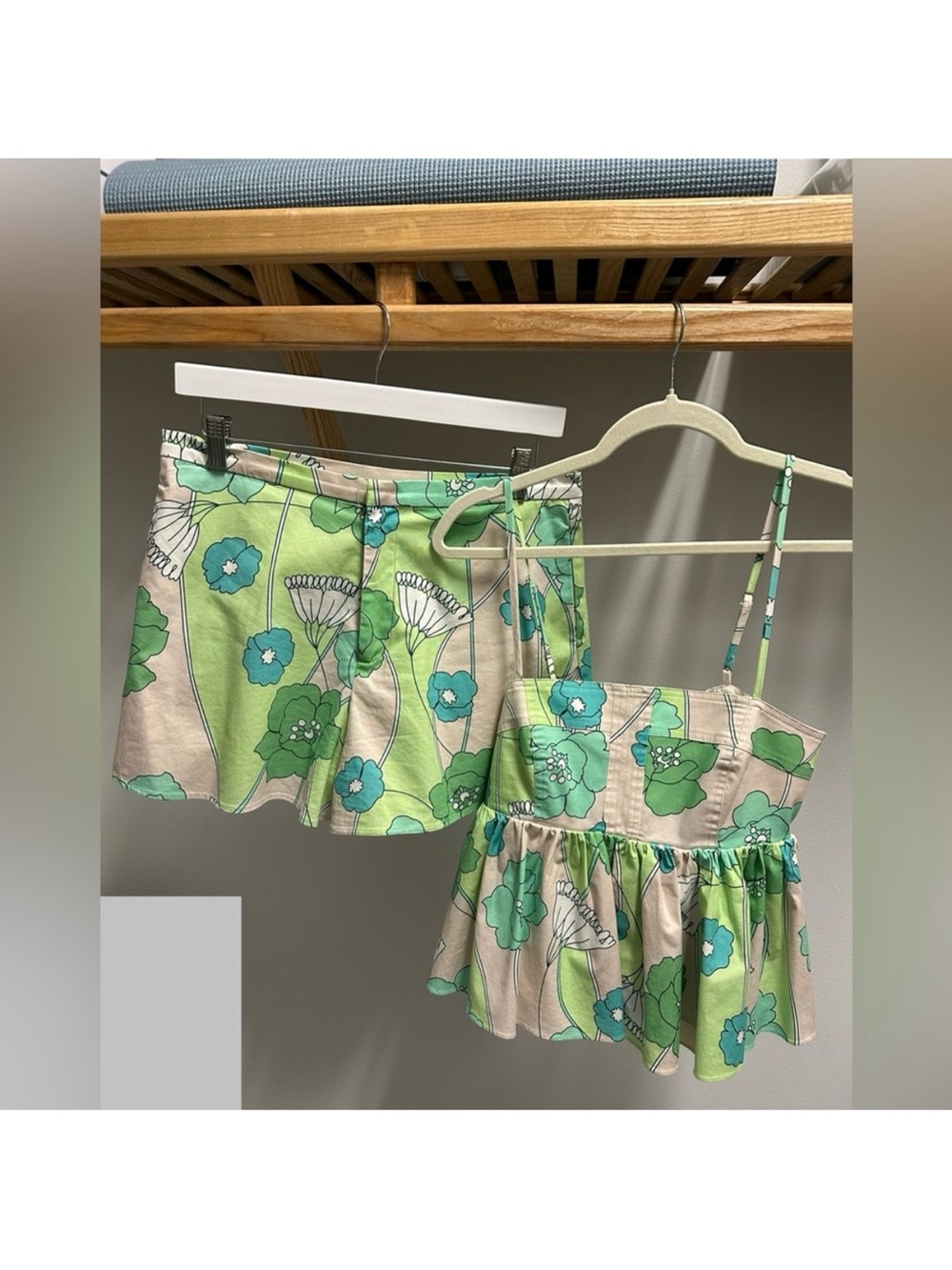 Floral Green Mini Skort - Women's Floral Shorts Skort